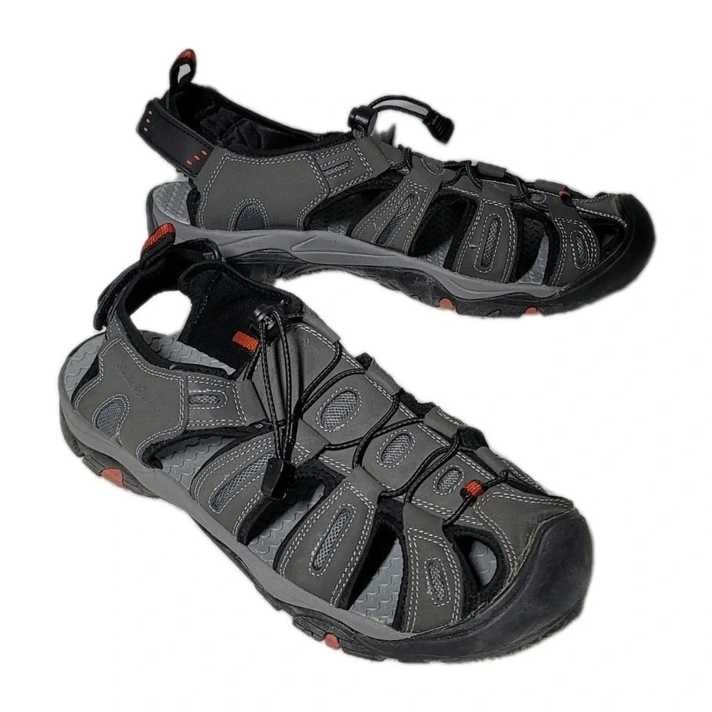 Eddie Bauer Mens Size 13 Tommy Sport Sandals Grey Water Outdoor Leather Camping